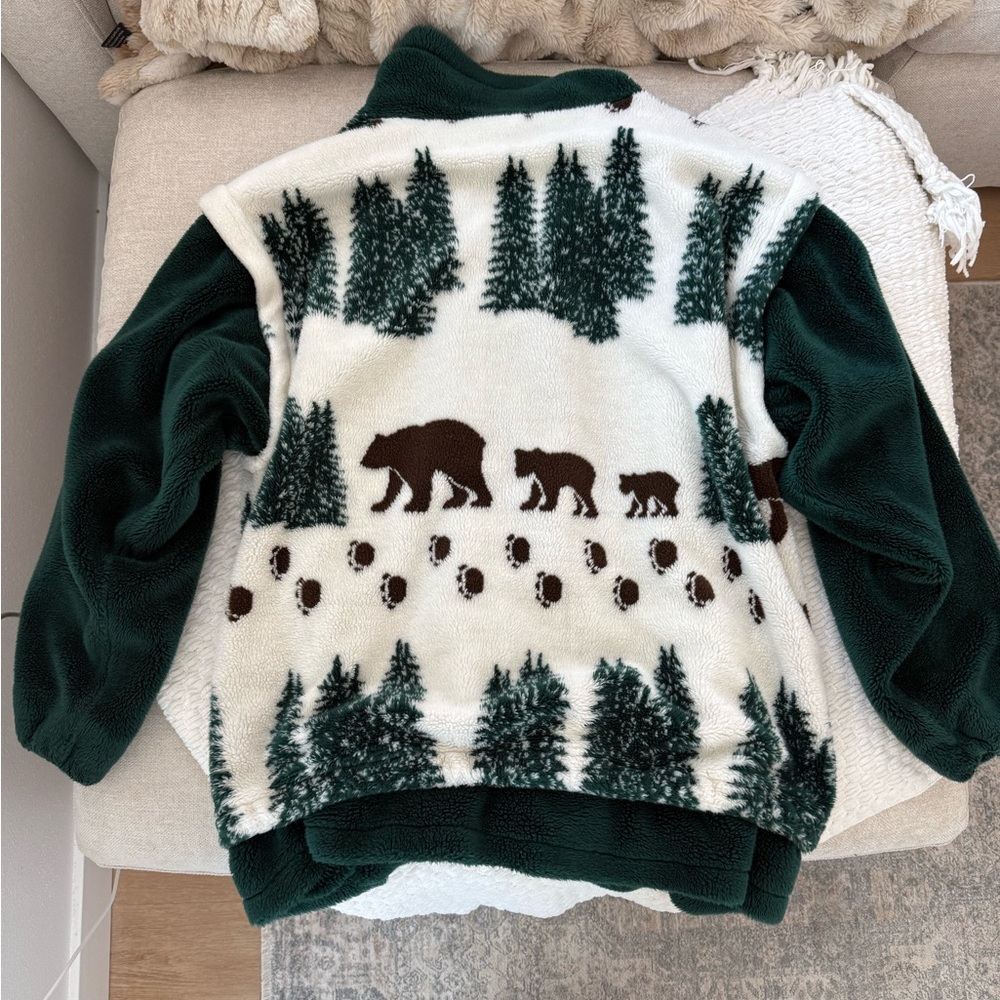 Vintage Denali Green and White Fleece Jacket